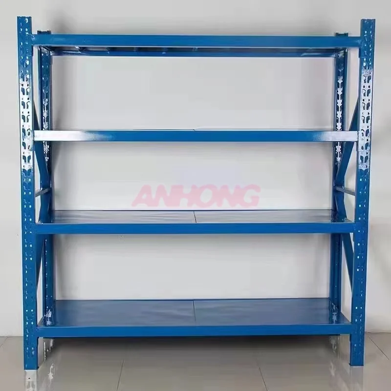 Blue adjustable steel shelving unit