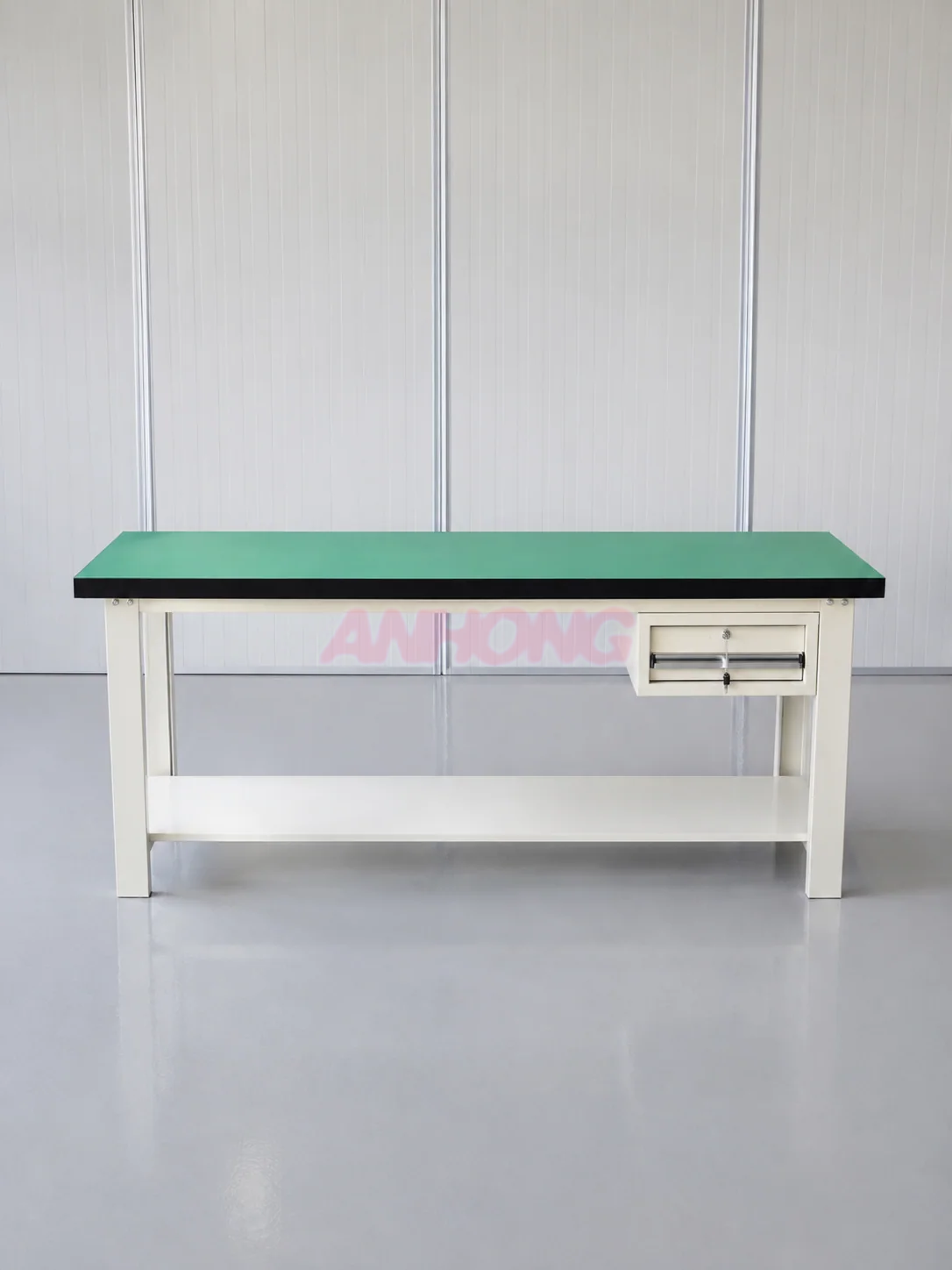 White frame workbench with protected top